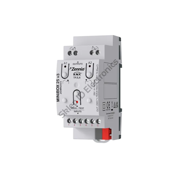 MINIBOX25 MN25 v3 ► moduł wielofunkcyjny KNX: 2 wyjścia 16A + 5 wejść analogowo-binarnych, KNX Secure