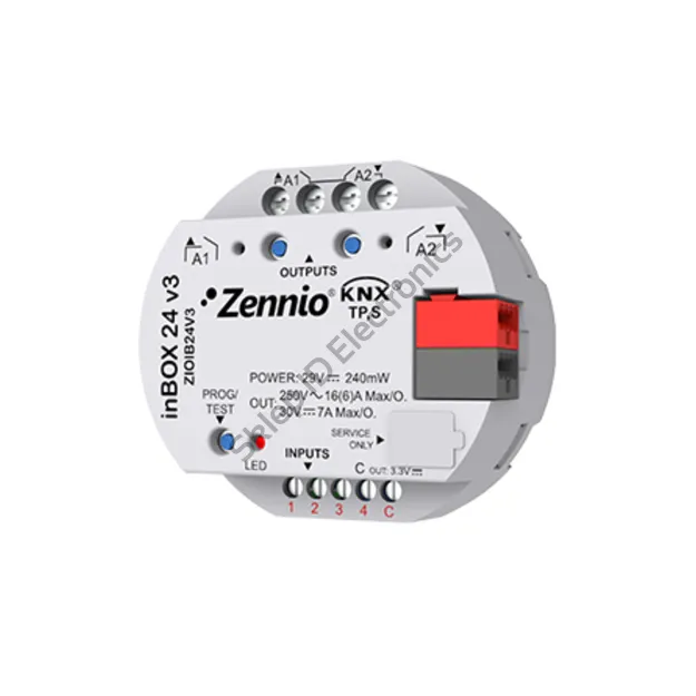 InBox24 IB24 v3 ► moduł aktorów KNX - 2 wy przekaz 16A / 4 we analog-bin, Master-Light, podtynk