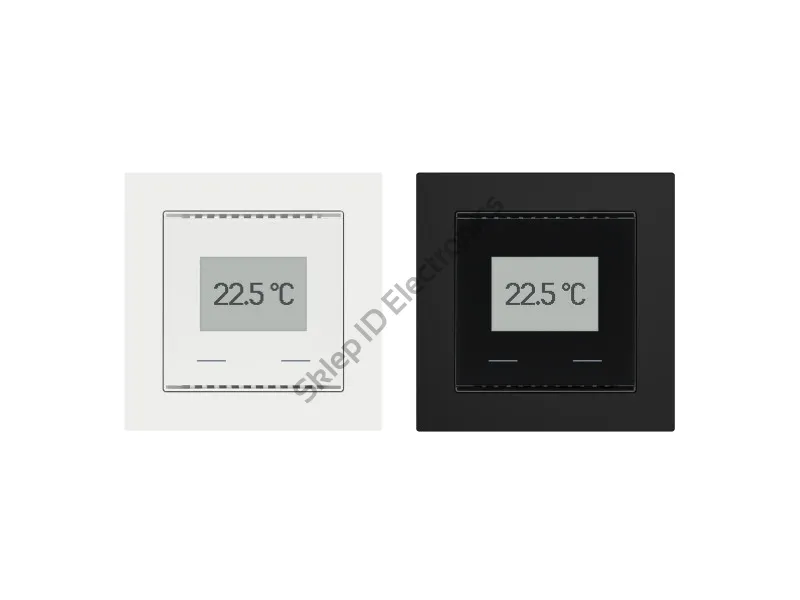 KNX T-UP Touch ► wewnętrzny czujnik temperatury KNX, szklany, z wyświetlaczem, 2 przyciski, format 55