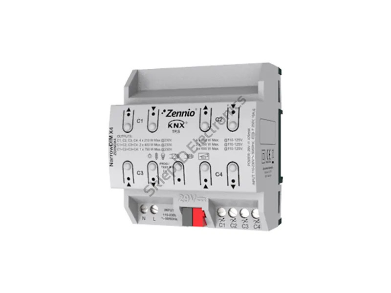 NarrowDIM X4 ► Uniwersalny moduł ściemniający KNX 4-kanałowy RCL, LED, CFL - 4x 210W, ściemniacz, dimmer